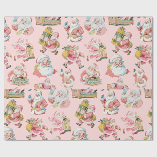 Pink Retro Groovy Weihnachten Geschenkpapier (Flach)