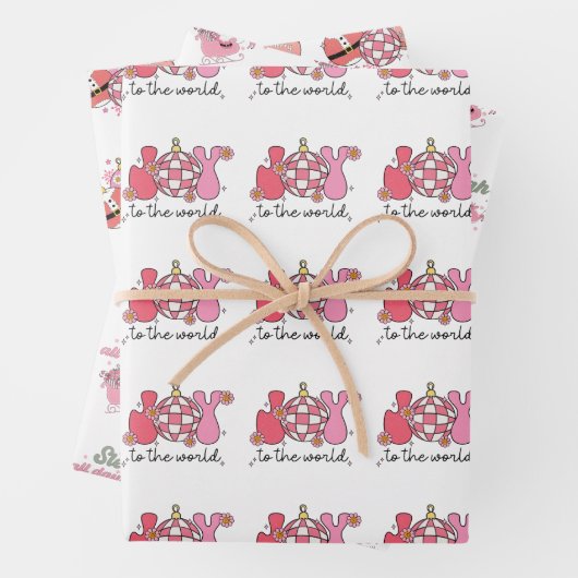 Pink Retro Groovy Weihnachten Geschenkpapier Set (Beispiel)