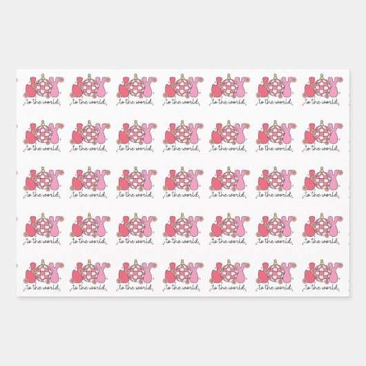 Pink Retro Groovy Weihnachten Geschenkpapier Set (Vorderseite)