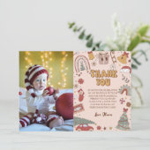 Pink Retro Groovy Weihnachtsbaum Geburtstag Dankeskarte (Stehend Vorderseite)