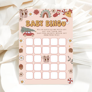 Pink Retro Groovy Weihnachtsdusche Bingo Spiel Einladung
