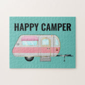 PINK RETRO HAPPY CAMPER JIGSAW PUZZLE (Horizontal)