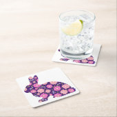 Pink Retro Hasen und Blume Rechteckiger Pappuntersetzer (Vor Ort)