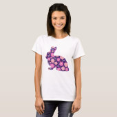 Pink Retro Hasen und Blume T-Shirt (Vorne ganz)