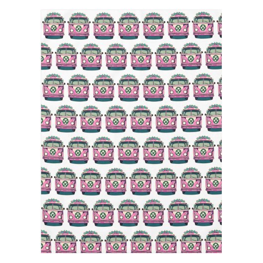 Pink Retro Hippie Vans Tischdecke (Vorderseite)