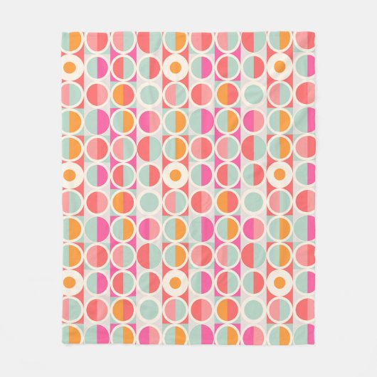 Pink-Retro Kreis-Muster Fleecedecke (Vorderseite)