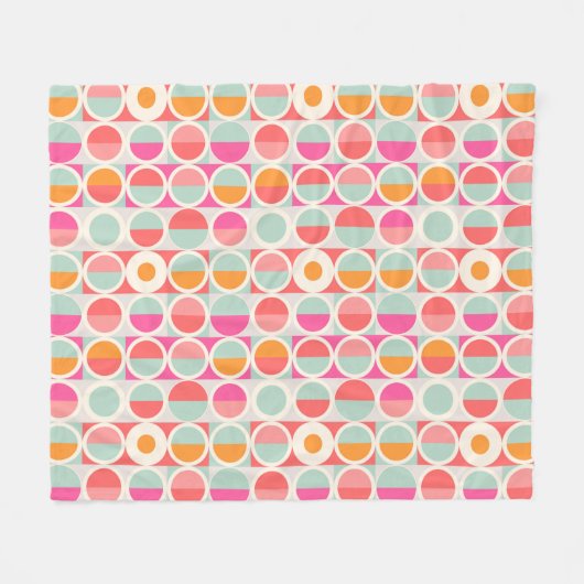 Pink-Retro Kreis-Muster Fleecedecke (Vorderseite (Horizontal))