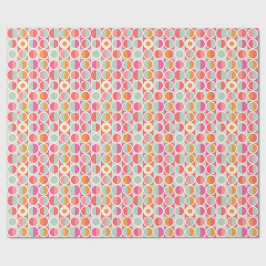 Pink-Retro Kreis-Muster Geschenkpapier (Flach)