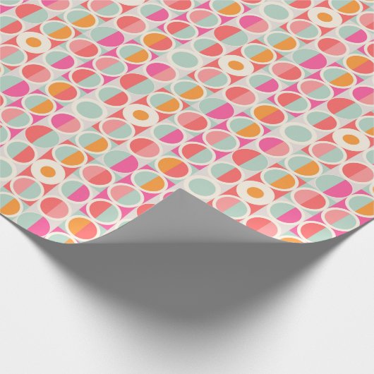 Pink-Retro Kreis-Muster Geschenkpapier (Ecke)