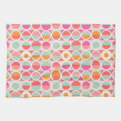 Pink-Retro Kreis-Muster Geschirrtuch (Horizontal)