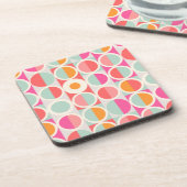 Pink-Retro Kreis-Muster Getränkeuntersetzer (Linke Seite)