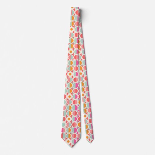 Pink-Retro Kreis-Muster Krawatte (Vorderseite)