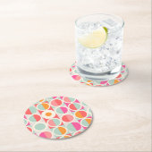 Pink-Retro Kreis-Muster Runder Pappuntersetzer (Vor Ort)