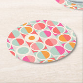 Pink-Retro Kreis-Muster Runder Pappuntersetzer (Angewinkelt)