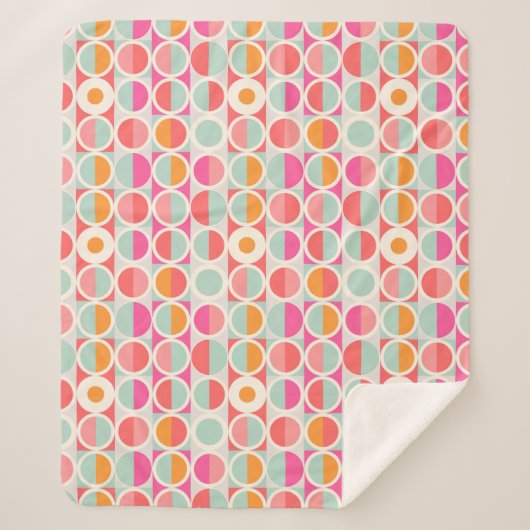 Pink-Retro Kreis-Muster Sherpadecke (Vorderseite)
