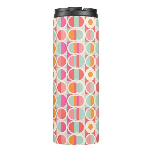 Pink-Retro Kreis-Muster Thermosbecher (Rückseite)