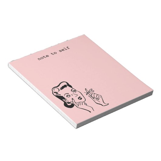Pink Retro Lady Note to Self Memo Pad Notizblock (angewinkelt)