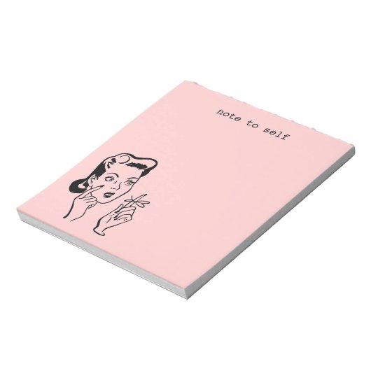 Pink Retro Lady Note to Self Memo Pad Notizblock (Rotiert)