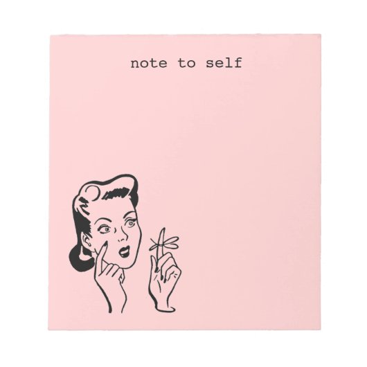 Pink Retro Lady Note to Self Memo Pad Notizblock (Vorderseite)