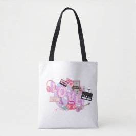 Pink Retro LOVE Tote – 90s Hits & Early 2000s  Tasche