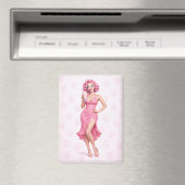 Pink Retro Milkshake Pin-Up Girl Strawberry Magnet (In Situ (Geschirrspüler))