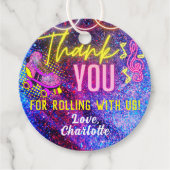 Pink Retro Neon Glow Roller Skaten Vielen Dank Geschenkanhänger (Vorderseite)