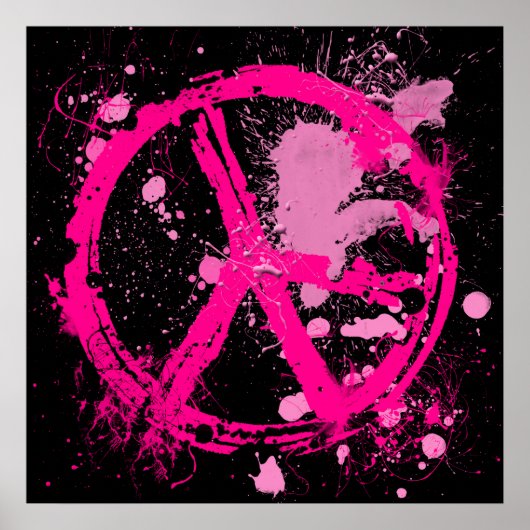 PINK RETRO PEACE SIGN POSTER (Vorne)
