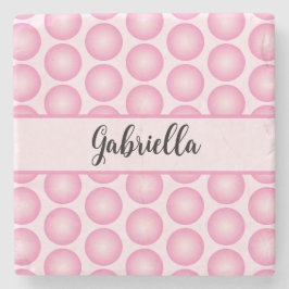 Pink Retro Polka Dockt Personalisierten Skriptname Steinuntersetzer