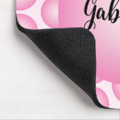 Pink Retro Polka Dot Monogram Script Name Mousepad (Ecke)
