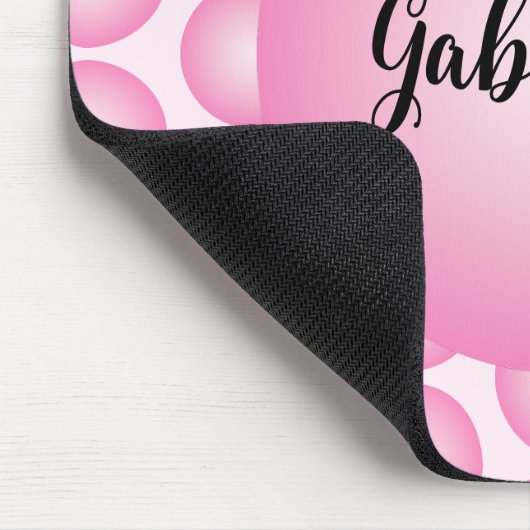 Pink Retro Polka Dot Monogram Script Name Mousepad (Ecke)