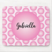 Pink Retro Polka Dot Monogram Script Name Mousepad (Vorne)