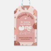 Pink Retro Pumpkin 1. Geburtstag Danke Tag Geschenkanhänger (Vorderseite)