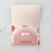 Pink Retro Pumpkin 1. Geburtstag geklappt Vielen D Dankeskarte (Innenseite)