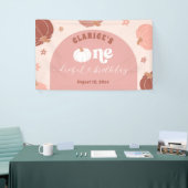 Pink Retro Pumpkin Birthday Large Banner (Messeveranstaltung)