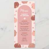 Pink Retro Pumpkin Boho First Birthday Menu Menükarte (Vorderseite)