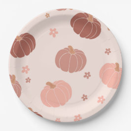 Pink Retro Pumpkin Erste Geburtstagspopulette Pappteller