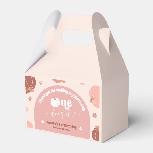 Pink Retro Pumpkin First Birthday Favor Boxes Geschenkschachtel (Rückseite)