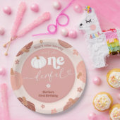 Pink Retro Pumpkin First Birthday Paper Plate Pappteller (Party)