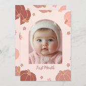 Pink Retro Pumpkin First Birthday Photo Banner Einladung (Vorne/Hinten)
