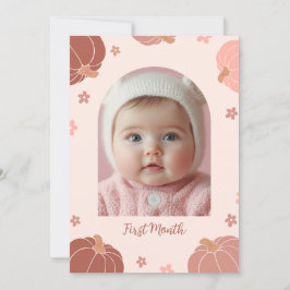 Pink Retro Pumpkin First Birthday Photo Banner Einladung