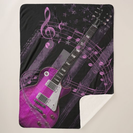 Pink Retro Rock Industrial American Flag Gitarre Sherpadecke (Vorderseite)