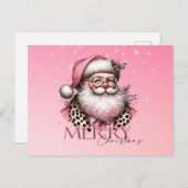 Pink Retro Santa Claus Frohe Weihnachten (Vorne/Hinten)