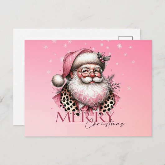 Pink Retro Santa Claus Frohe Weihnachten (Vorne/Hinten)