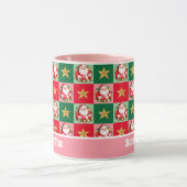 Pink Retro Santa Claus Frohe Weihnachtskids Tasse (Zentrum)