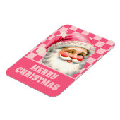 Pink Retro Santa Claus Pink Tartan Karierte Weihna Magnet (Linke Seite)