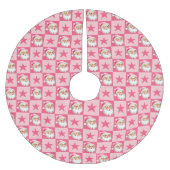 Pink Retro Santa Claus Pink Tartan Karierte Weihna Polyester Weihnachtsbaumdecke (Vorderseite)