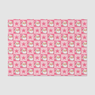 Pink Retro Santa Claus Pink Tartan Karierte Weihna Seidenpapier