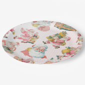 Pink Retro Santa Claus Themed, Weihnachten Party Pappteller (Schrägansicht)