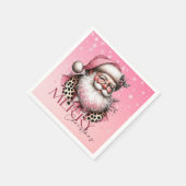 Pink Retro Santa Claus Vintag Frohe Weihnachten Serviette (Ecke)