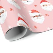 Pink Retro Santa Clause Geschenkpapier (Rolleneckpunkt)